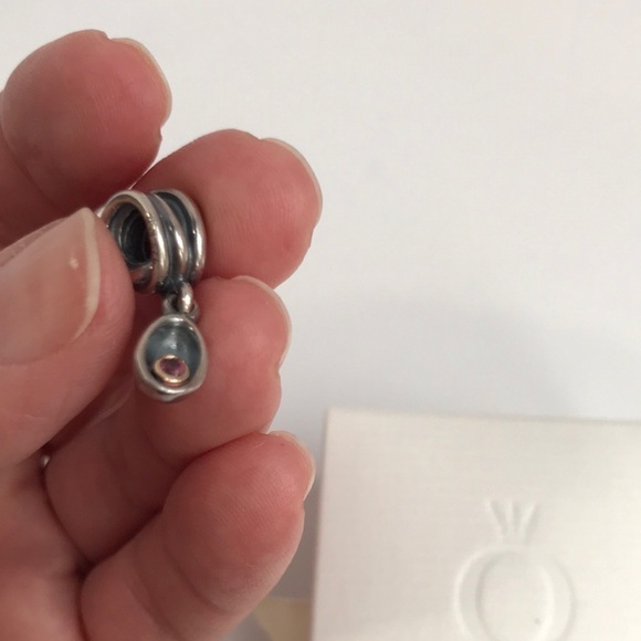 Pandora 925 Silver & 14K Gold Genesis Rhodolite Dangle Charm Retired Rare - Picture 11 of 15